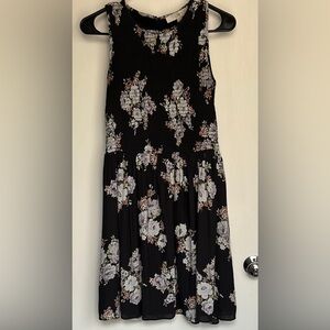 LOFT Black Floral Mini Dress